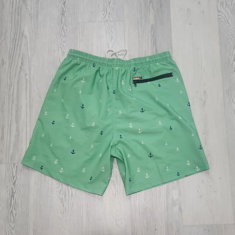 90's Made In USA Weekender Brand Mint Anchor Print Swim Trunks‎